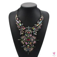 Luxurious Bohemian Crystal Statement Necklace for Women and Girls - Multicolor