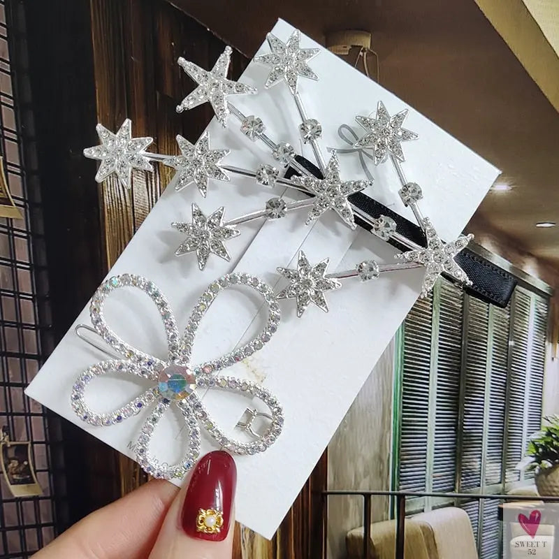 Luxury Crystal Hair Pin/Clip Sets for Women and Girls - 1 to 3 Pieces in Gold or Silver