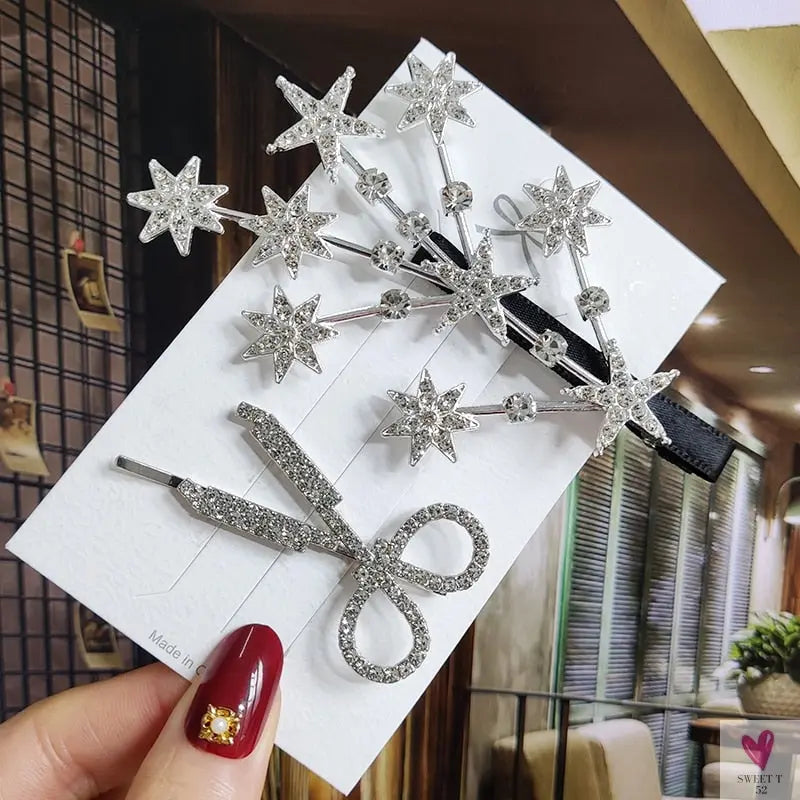 Luxury Crystal Hair Pin/Clip Sets for Women and Girls - 1 to 3 Pieces in Gold or Silver