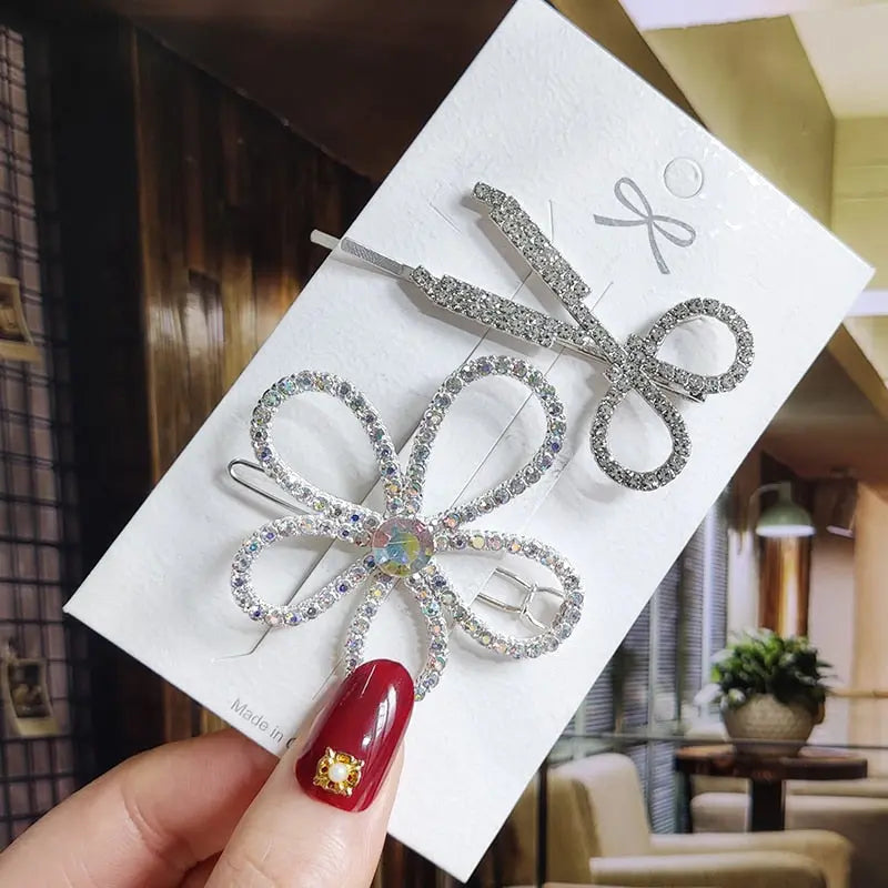 Luxury Crystal Hair Pin/Clip Sets for Women and Girls - 1 to 3 Pieces in Gold or Silver