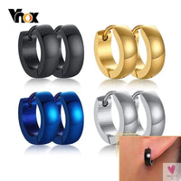 Men and Women's Stainless Steel Small Hoop "Huggie" Earrings - Unisex Ear Accessory in 4 Colors