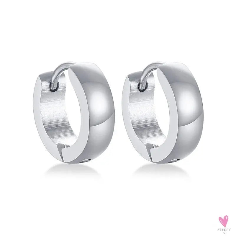 Men and Women's Stainless Steel Small Hoop "Huggie" Earrings - Unisex Ear Accessory in 4 Colors