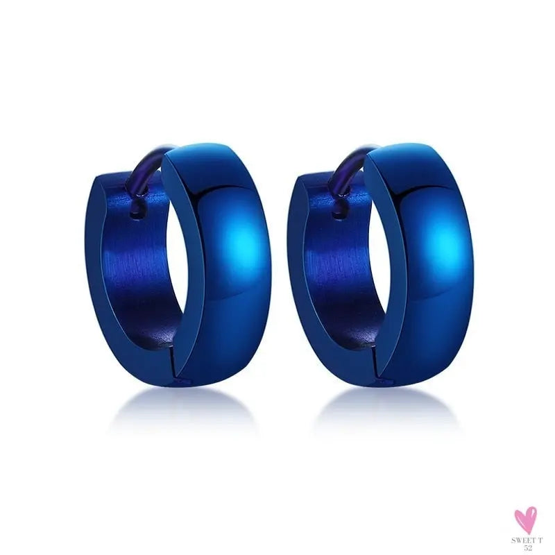 Men and Women's Stainless Steel Small Hoop "Huggie" Earrings - Unisex Ear Accessory in 4 Colors