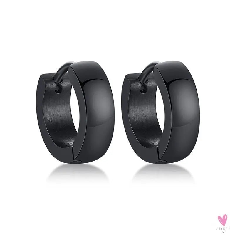 Men and Women's Stainless Steel Small Hoop "Huggie" Earrings - Unisex Ear Accessory in 4 Colors