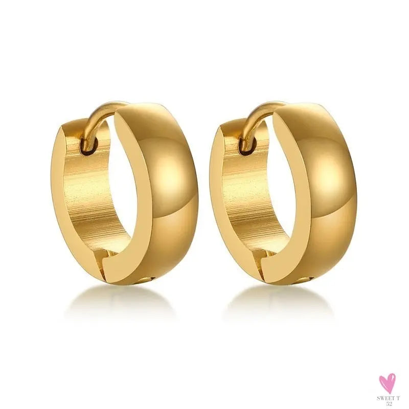 Men and Women's Stainless Steel Small Hoop "Huggie" Earrings - Unisex Ear Accessory in 4 Colors