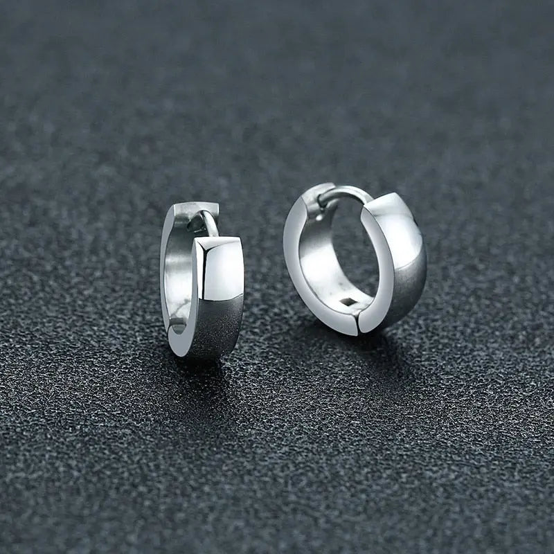 Men and Women's Stainless Steel Small Hoop "Huggie" Earrings - Unisex Ear Accessory in 4 Colors