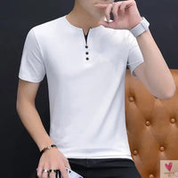 Men's Casual Business T-Shirts With O-Neck in Solid Colors with Accent