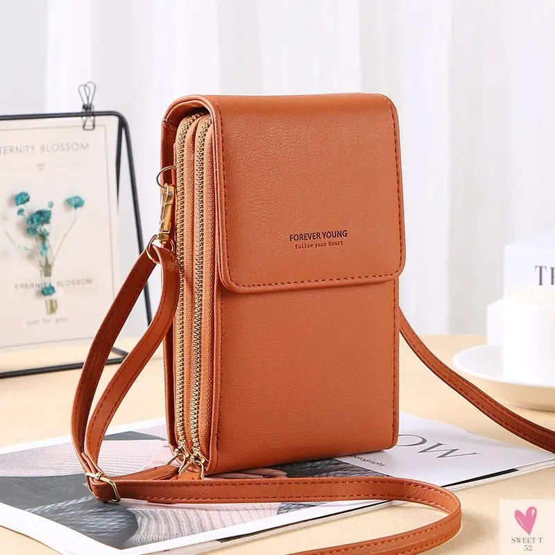 Mini Leather Crossbody Phone Bags with Touch Screen Phone Fashion for Women and Girls - Shoulder Phone Bags
