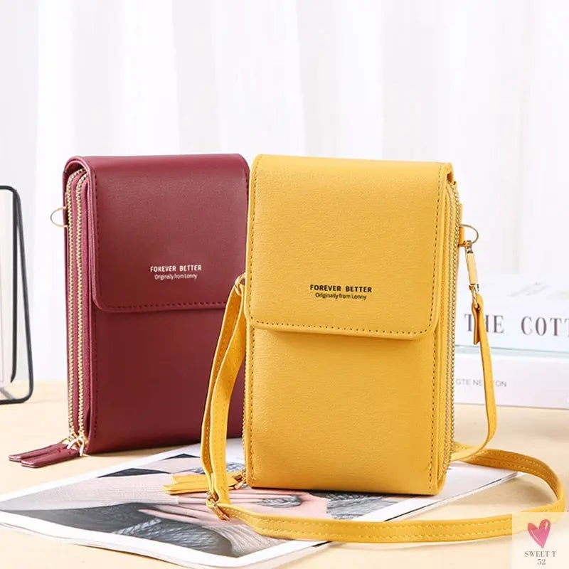 Mini Leather Crossbody Phone Bags with Touch Screen Phone Fashion for Women and Girls - Shoulder Phone Bags