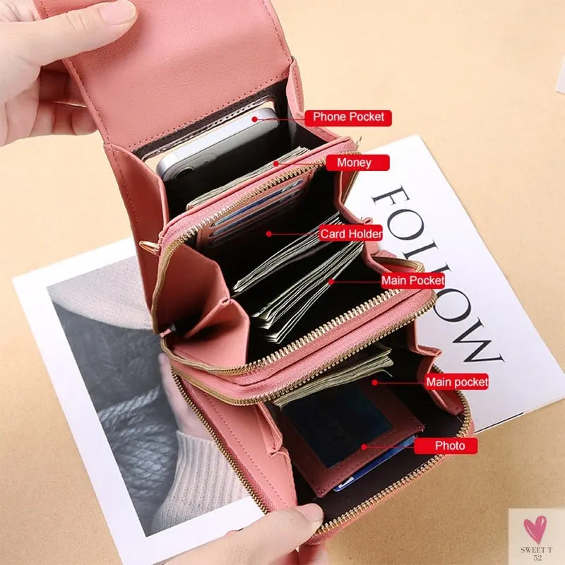 Mini Leather Crossbody Phone Bags with Touch Screen Phone Fashion for Women and Girls - Shoulder Phone Bags
