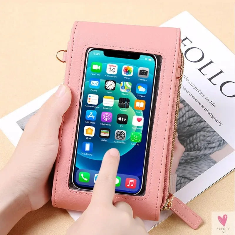 Mini Leather Crossbody Phone Bags with Touch Screen Phone Fashion for Women and Girls - Shoulder Phone Bags