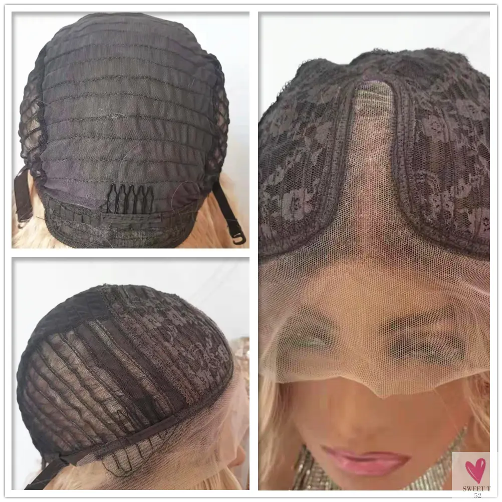 Ombre Synthetic Blonde Wig - Lace Front Wig, Middle Part With Highlights, Long Straight Hair - 22 Inches