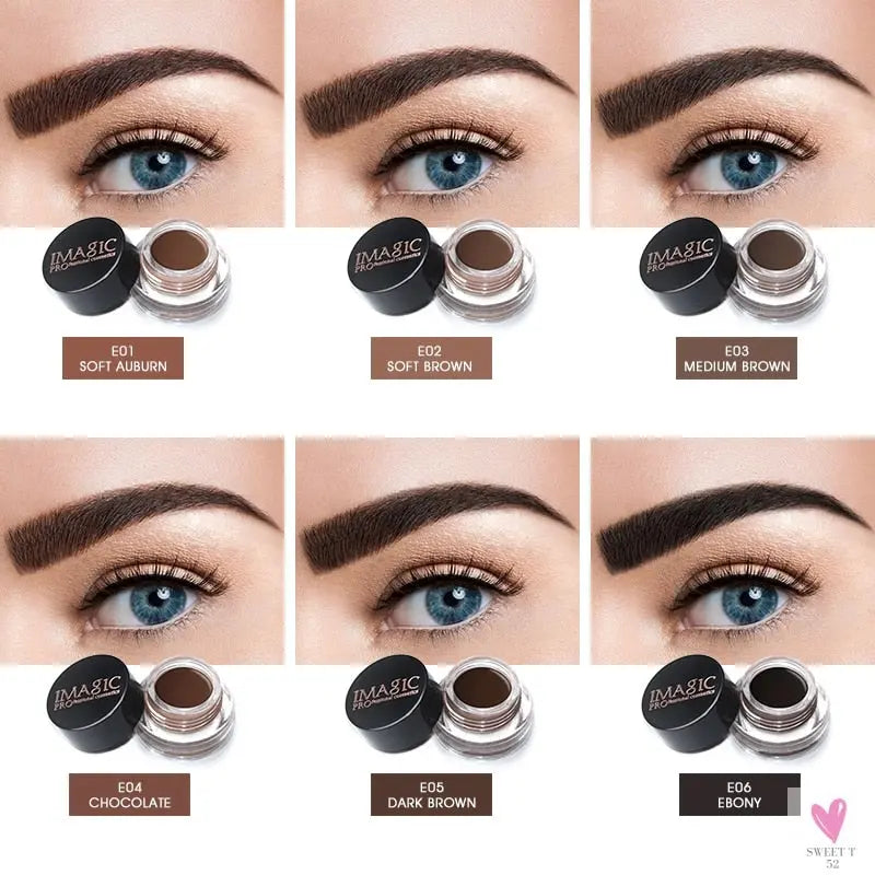 Professional Eyebrow Gel in 6 Colors - Eyebrow Enhancer, Tint Makeup for Women and Girls with Brow Brush Tools