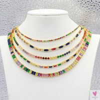 Rainbow Cubic Zirconia Waterdrop Choker Charm Necklaces - Charming Woman's Wedding, Party, Birthday Choker Jewelry or Gift