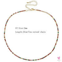 Rainbow Cubic Zirconia Waterdrop Choker Charm Necklaces - Charming Woman's Wedding, Party, Birthday Choker Jewelry or Gift