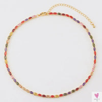 Rainbow Cubic Zirconia Waterdrop Choker Charm Necklaces - Charming Woman's Wedding, Party, Birthday Choker Jewelry or Gift