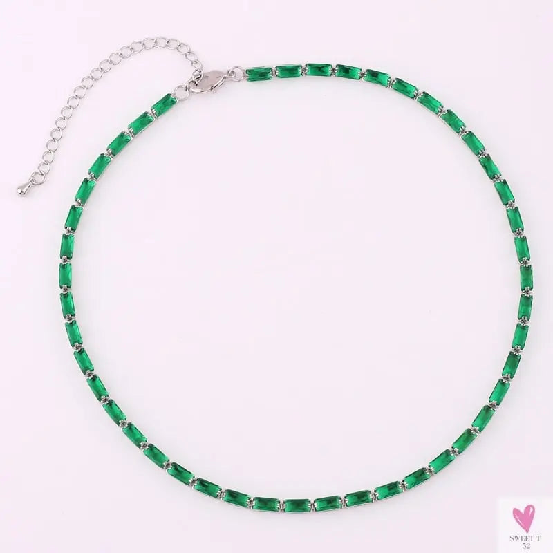 Rainbow Cubic Zirconia Waterdrop Choker Charm Necklaces - Charming Woman's Wedding, Party, Birthday Choker Jewelry or Gift