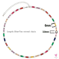 Rainbow Cubic Zirconia Waterdrop Choker Charm Necklaces - Charming Woman's Wedding, Party, Birthday Choker Jewelry or Gift