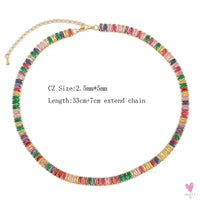 Rainbow Cubic Zirconia Waterdrop Choker Charm Necklaces - Charming Woman's Wedding, Party, Birthday Choker Jewelry or Gift