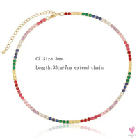 Rainbow Cubic Zirconia Waterdrop Choker Charm Necklaces - Charming Woman's Wedding, Party, Birthday Choker Jewelry or Gift