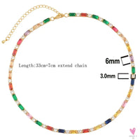 Rainbow Cubic Zirconia Waterdrop Choker Charm Necklaces - Charming Woman's Wedding, Party, Birthday Choker Jewelry or Gift