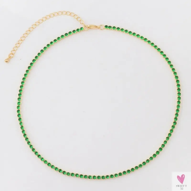 Rainbow Cubic Zirconia Waterdrop Choker Charm Necklaces - Charming Woman's Wedding, Party, Birthday Choker Jewelry or Gift