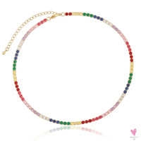 Rainbow Cubic Zirconia Waterdrop Choker Charm Necklaces - Charming Woman's Wedding, Party, Birthday Choker Jewelry or Gift