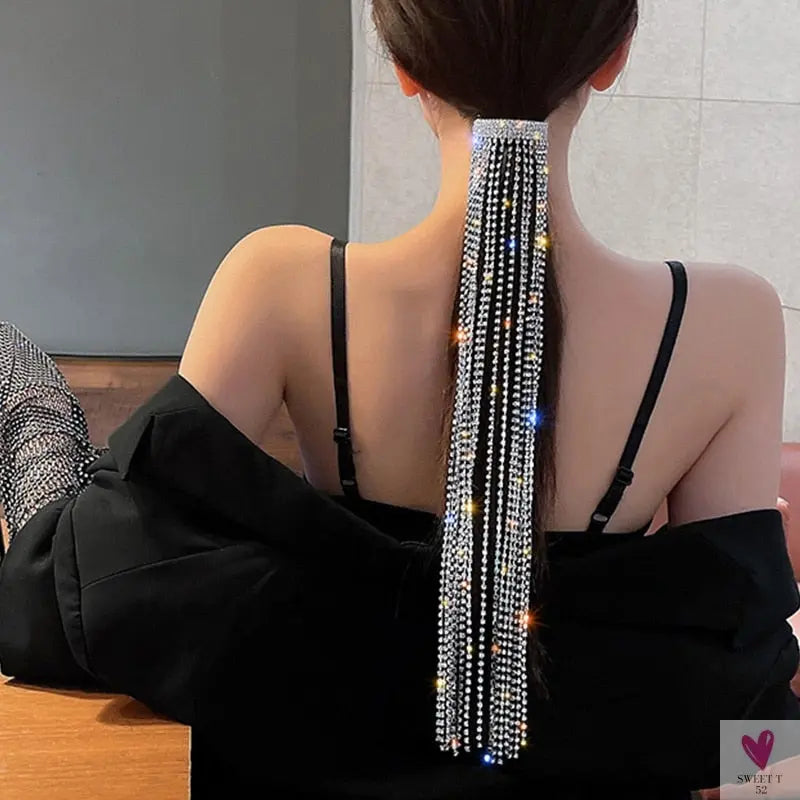 Rhinestone Tassel Hair Accessory for Women and Girls - Long Hair and Braids to Add Sparkle