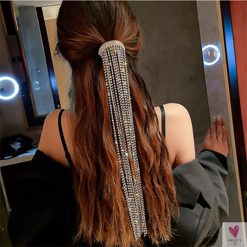 Rhinestone Tassel Hair Accessory for Women and Girls - Long Hair and Braids to Add Sparkle