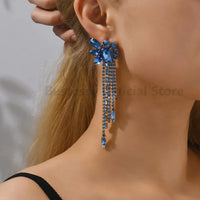 Gorgeous Women and Girl's Drop Earrings in 6 Brilliant Colors - Rose Red, Blue, Green, Black, White and Champagne