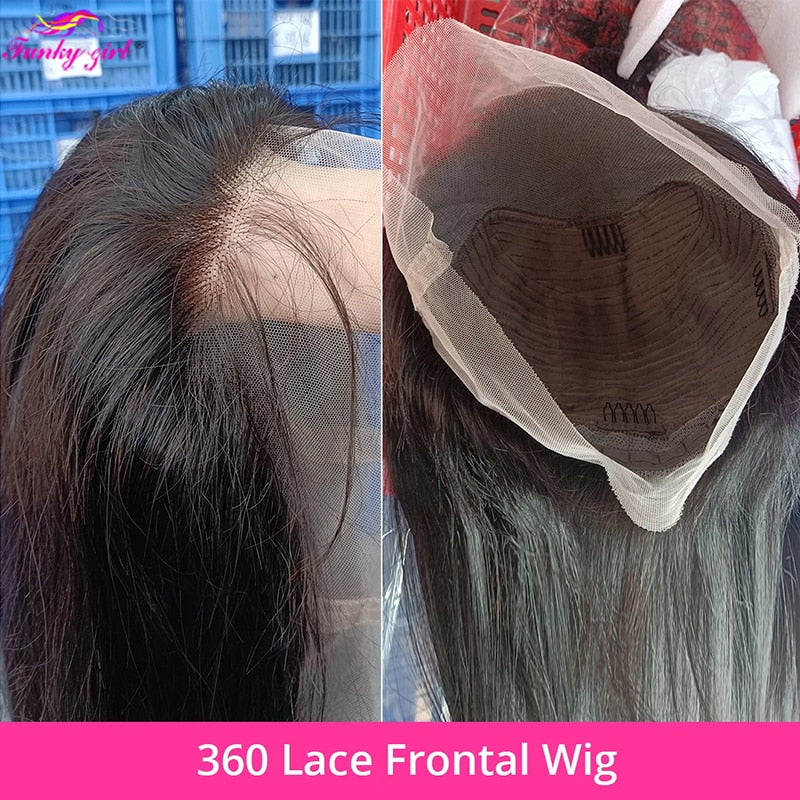 30 Inch 360 Transparent Lace Front Human Hair Wigs - Brazilian Straight Glueless 13x4 Lace Frontal Wig for Women, Preplucked