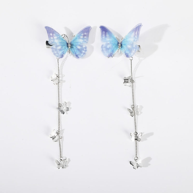 New Korean Yarn Elegant Butterfly Hairpin, Metal Tassel Long Hairgrip Hair Accessories for Women & Girls - Combo Hair Clip