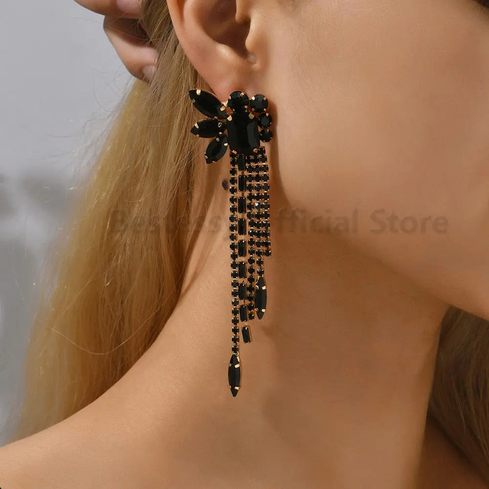 Gorgeous Women and Girl's Drop Earrings in 6 Brilliant Colors - Rose Red, Blue, Green, Black, White and Champagne