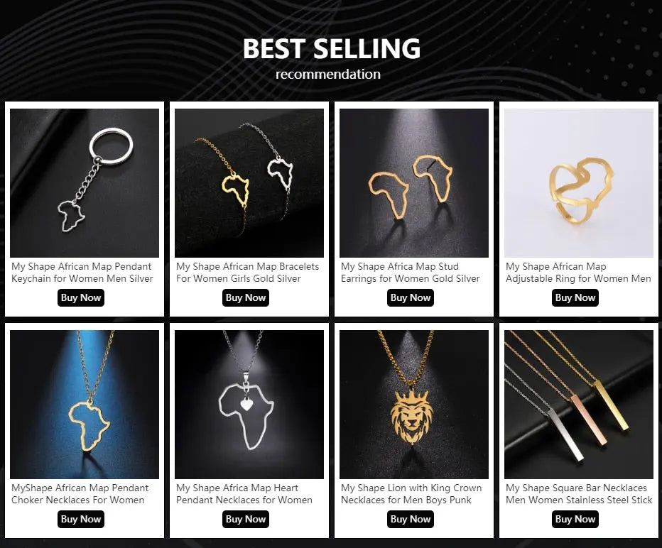 Mama Africa Necklace for Women/Men/Boys & Girls, Pendant Style, in Gold & Silver