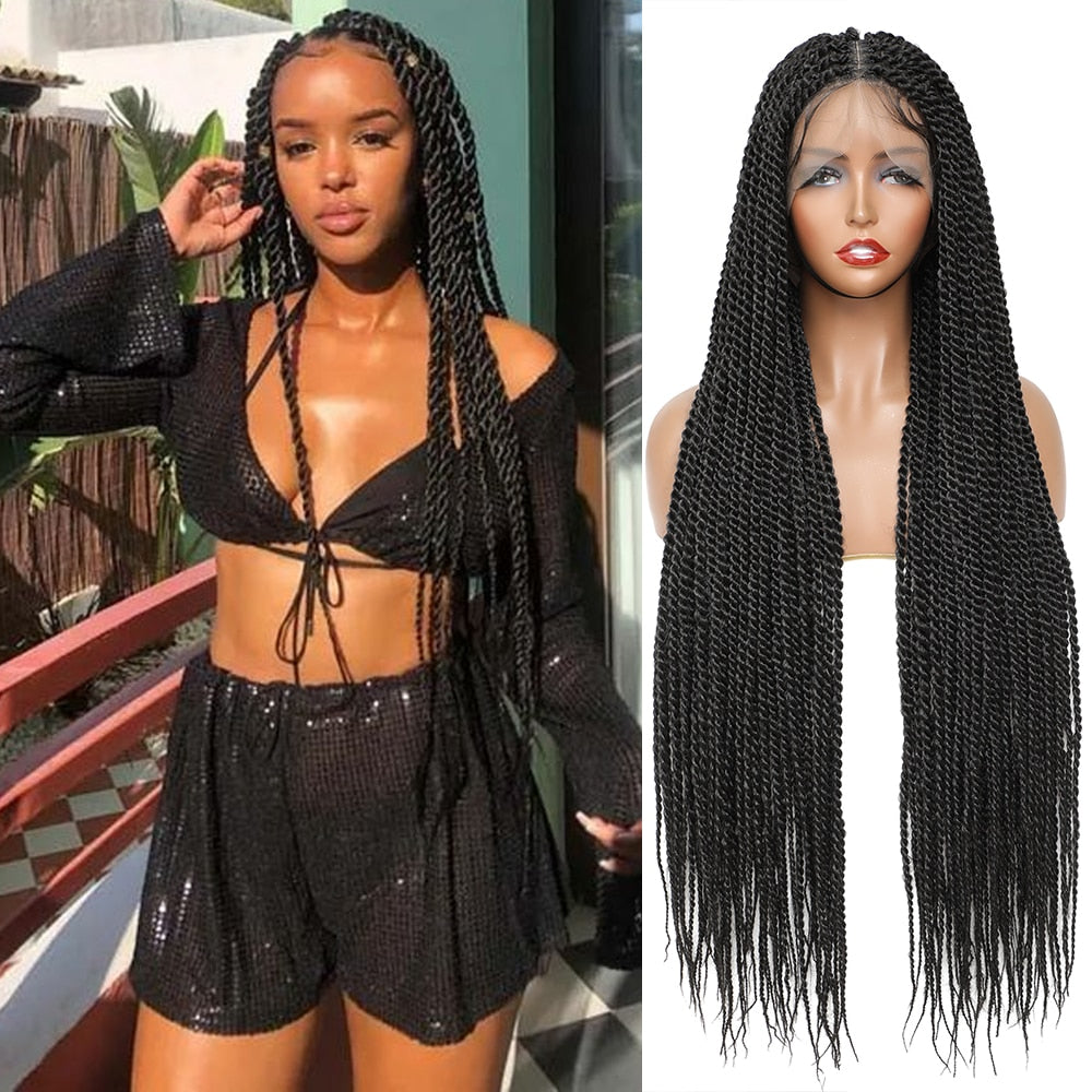 Full lace wig,26inches micro braids - Wigs orange, average, braided, long,  synthetic hair