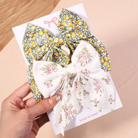Cute Multi-Patterned and Solid Color Hair Bows/Clips for Girls in a 2 Piece Set