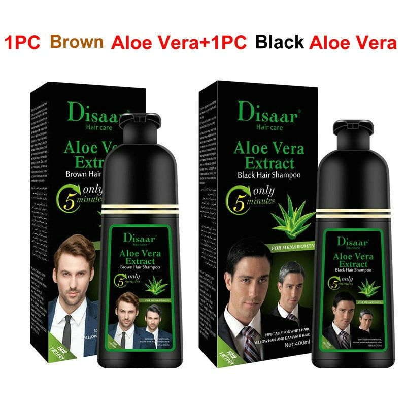 2PCS/Lot Organic Natural Fast Hair Dye - Black/Brown Shampoo, Plant Essence Hair Dye Shampoo, Unisex
