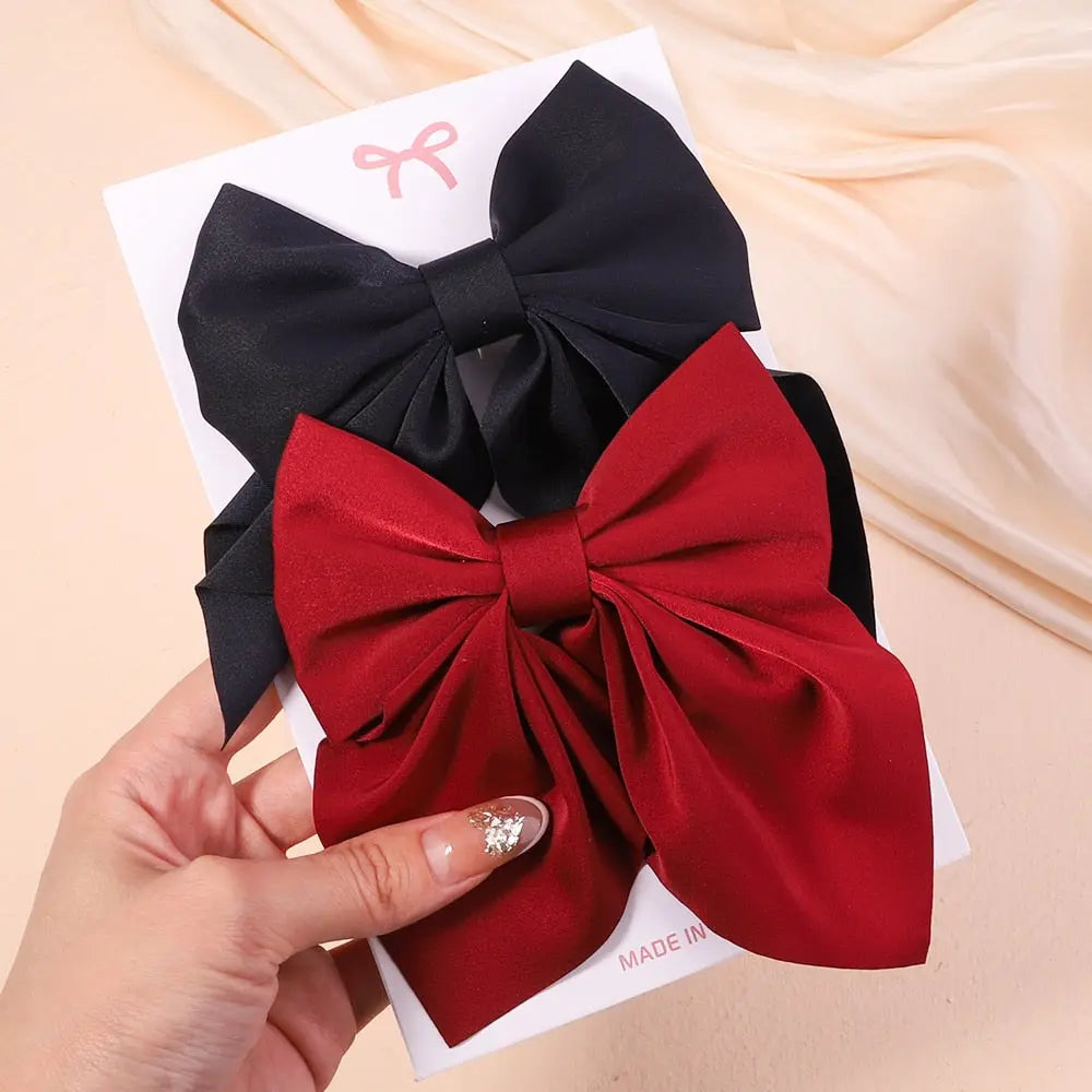Cute Multi-Patterned and Solid Color Hair Bows/Clips for Girls in a 2 Piece Set