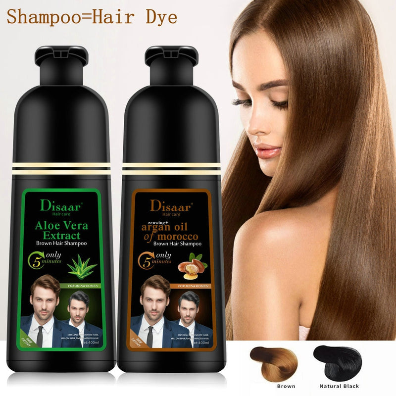 2PCS/Lot Organic Natural Fast Hair Dye - Black/Brown Shampoo, Plant Essence Hair Dye Shampoo, Unisex