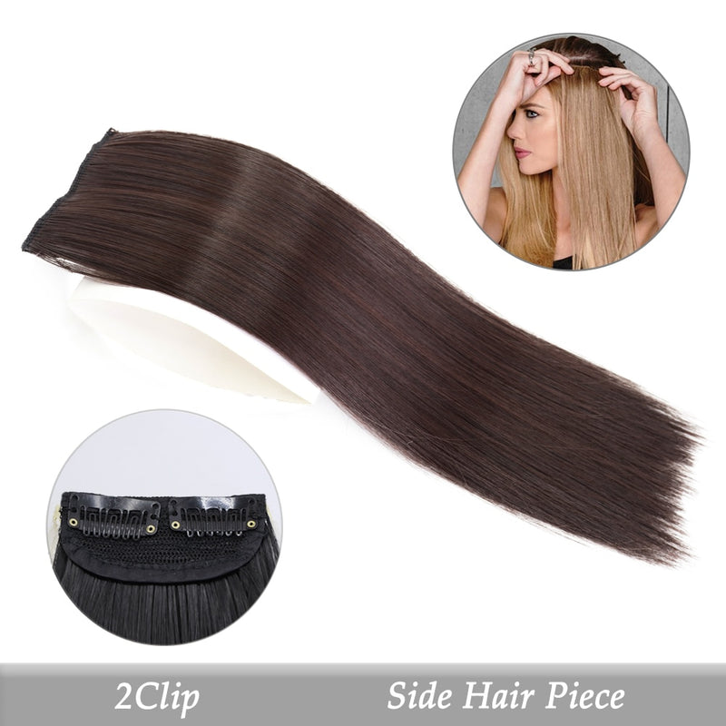 Synthetic Hair Pads Invisible Seamless Clip In Hair Extension Increase Hair Top Side Cover Hairpiece - 3 Hair Pieces