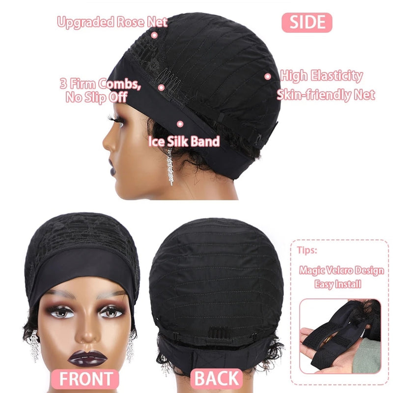 Short Headband Human Hair Wigs, Water Wave Wigs for Women & Girls - 6 inch Brazilian Remy Human Hair, Glueless, Full Machine Made