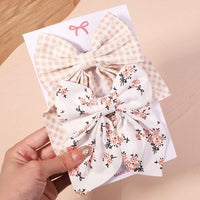 Cute Multi-Patterned and Solid Color Hair Bows/Clips for Girls in a 2 Piece Set