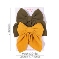 Cute Multi-Patterned and Solid Color Hair Bows/Clips for Girls in a 2 Piece Set