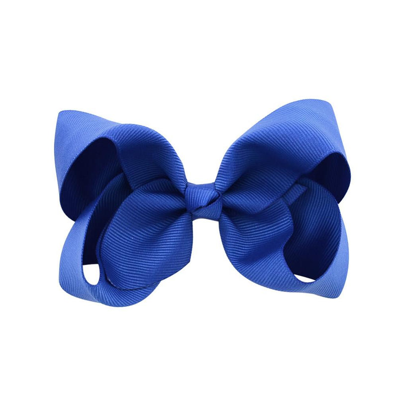 6 Inch Boutique Handmade Colorful Solid Ribbon Grosgrain Hair Bow With Clips For Girls - Hair Accessories