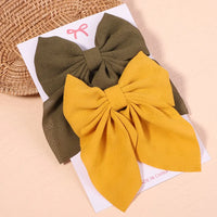 Cute Multi-Patterned and Solid Color Hair Bows/Clips for Girls in a 2 Piece Set