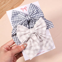 Cute Multi-Patterned and Solid Color Hair Bows/Clips for Girls in a 2 Piece Set