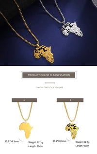 Mama Africa Necklace for Women/Men/Boys & Girls, Pendant Style, in Gold & Silver