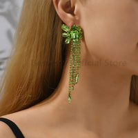 Gorgeous Women and Girl's Drop Earrings in 6 Brilliant Colors - Rose Red, Blue, Green, Black, White and Champagne