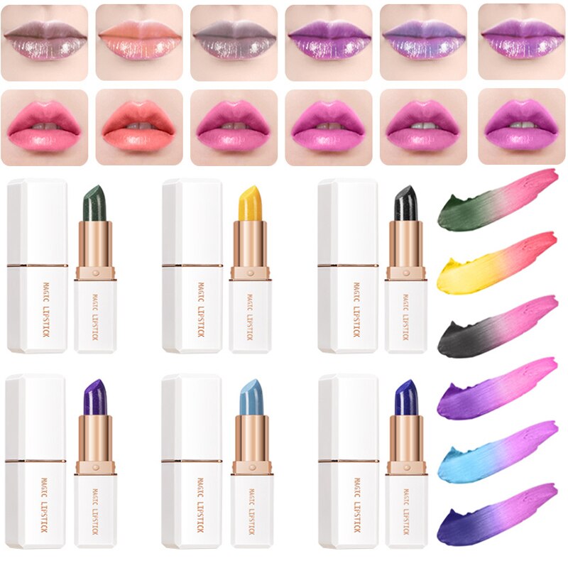 Temperature Color Changing Lipsticks - Moisturizing/Waterproof, Long Lasting Silky Lip Balm for Women & Girls in 6 Colors
