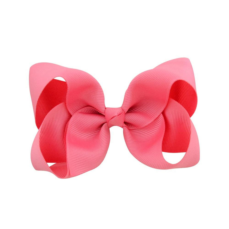 6 Inch Boutique Handmade Colorful Solid Ribbon Grosgrain Hair Bow With Clips For Girls - Hair Accessories